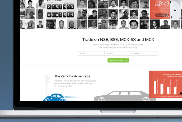 The live testimonial face-pile on the redesigned Zerodha homepage
